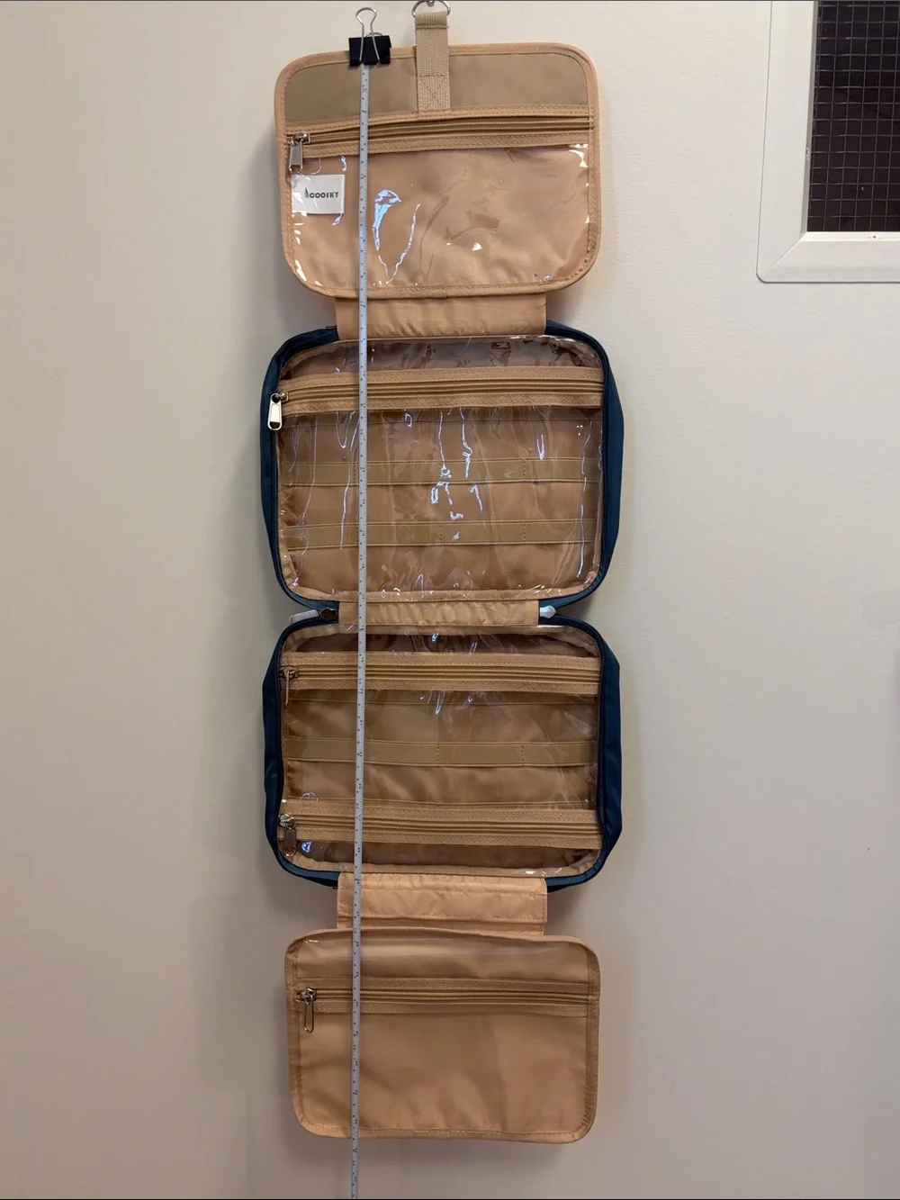 Blue and Tan Quilted Makeup Organizer Case